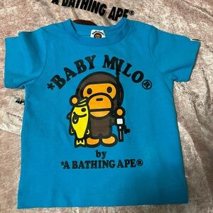 Bape Baby Milo Blue Tee with Yellow & Brown Graphic